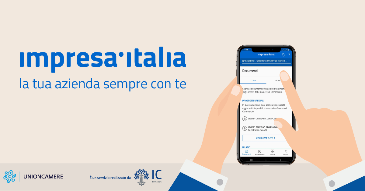 "immagine con cellulare e cassetto digitale dell’imprenditore, imprenditrice app impresa.italia.it ora sui principali store con nuove funzionalità"