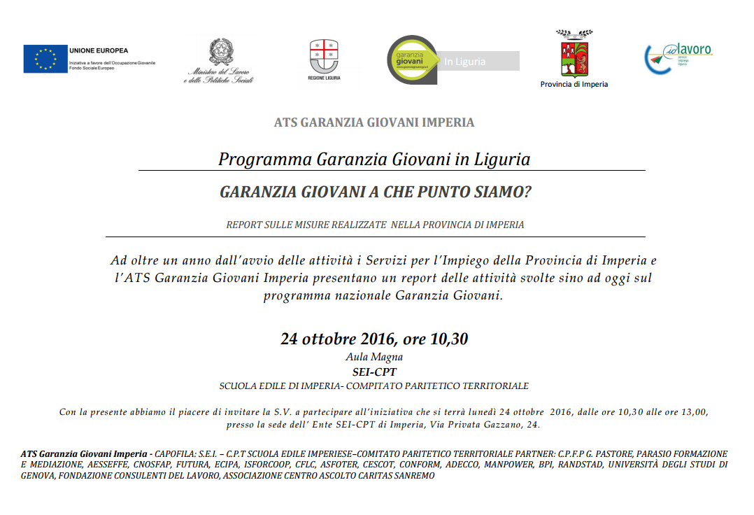 garanzia giovani imperia 24 ottobre 2016