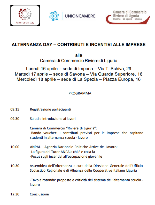 alternanza day programma 3 sedi 2018 