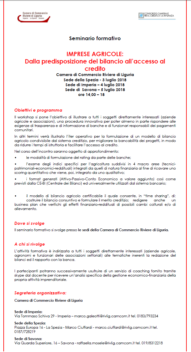 seminario imprese agricole credito