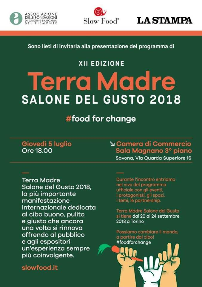 slowfood stampa terra madre savona cciaa 5 luglio 2018