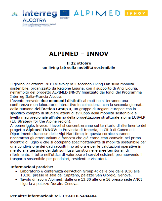 alpimed innov 22 ottobre 2019 living lab ITA