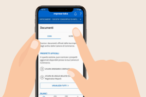 immagine cellulare con app impresa.italia.it cassetto digitale per l'impresa