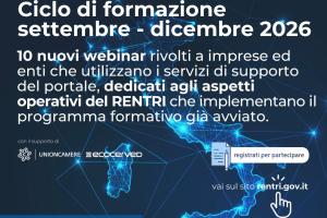 FORMAZIONE RENTRI: webinar Settembre - Dicembre 2026  immagine con logo albo naz gestori ambientali