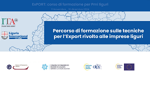 Percorso di formazione sulle tecniche per l'Export rivolto alle imprese liguri