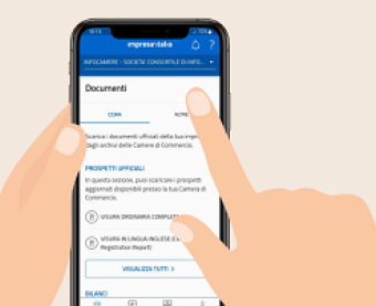 immagine cellulare con app impresa.italia.it cassetto digitale per l'impresa