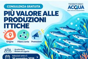 percorso consulenziale gratuito di Territorio Acqua “Qualificazione dell’origine e valorizzazione delle produzioni ittiche” locandina