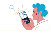persona con cellulare ricerca 